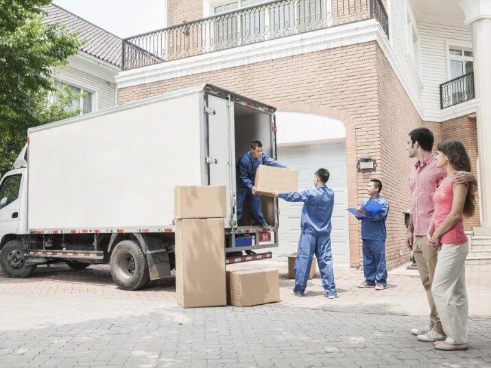continuous loading of household items into a long distance moving truck in Westfield